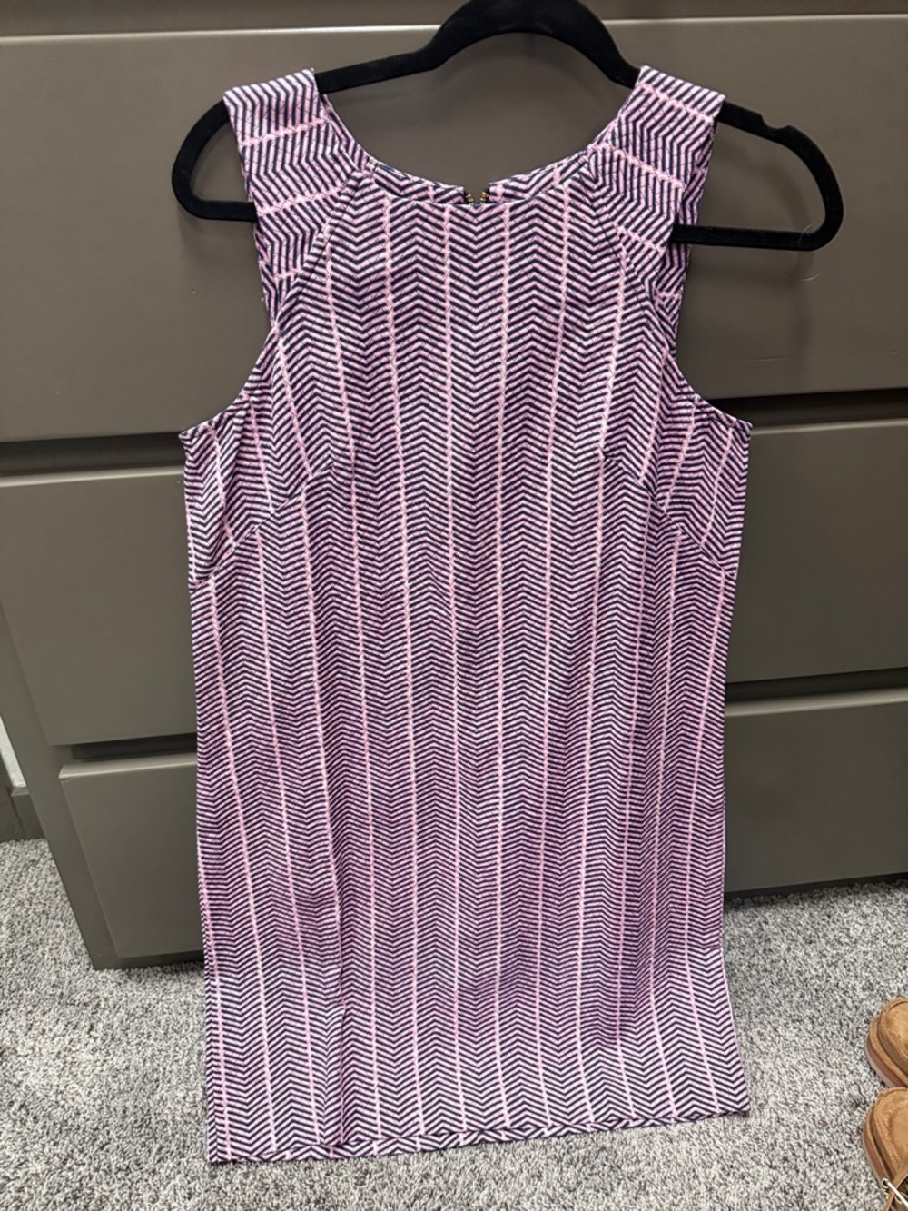 Southern Tide Pink and Navy Chevron Sheath Dress